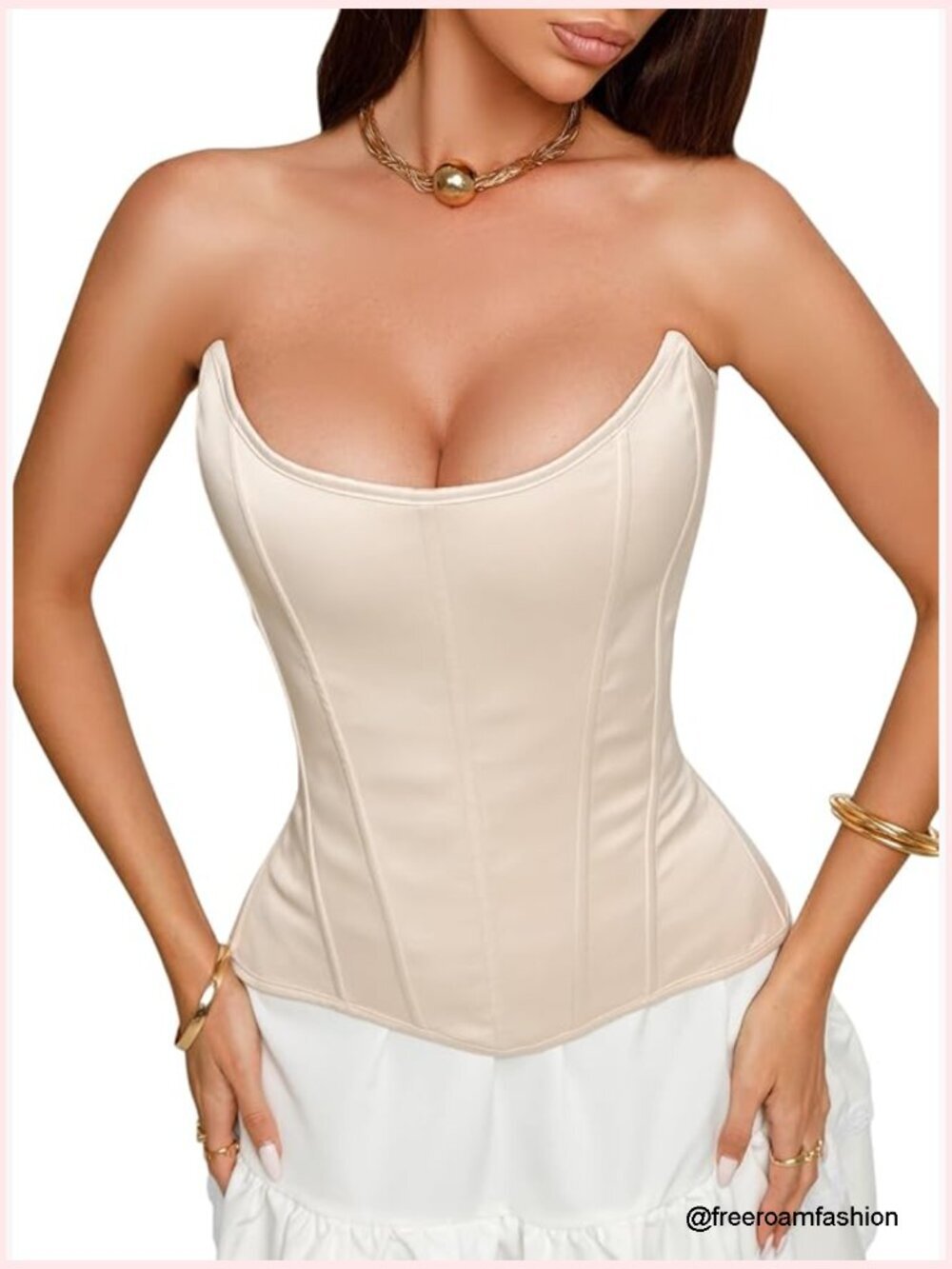 Overbust Satin Corset Top Lace Up with Steel Boning